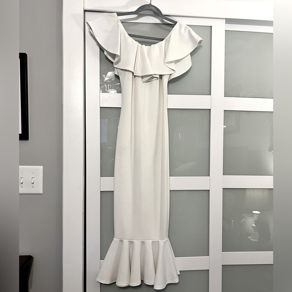 Shop 17 White Bodycon Ruffle Dress